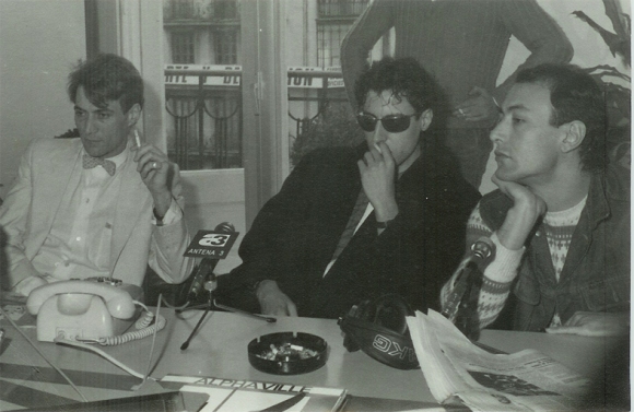 De izquierda a derecha: Ramón G. del Pomar, relaciones de la Sala Rockola, Miguel A. Arenas, Primera Línea y J. A. Maillo, de Radio 3